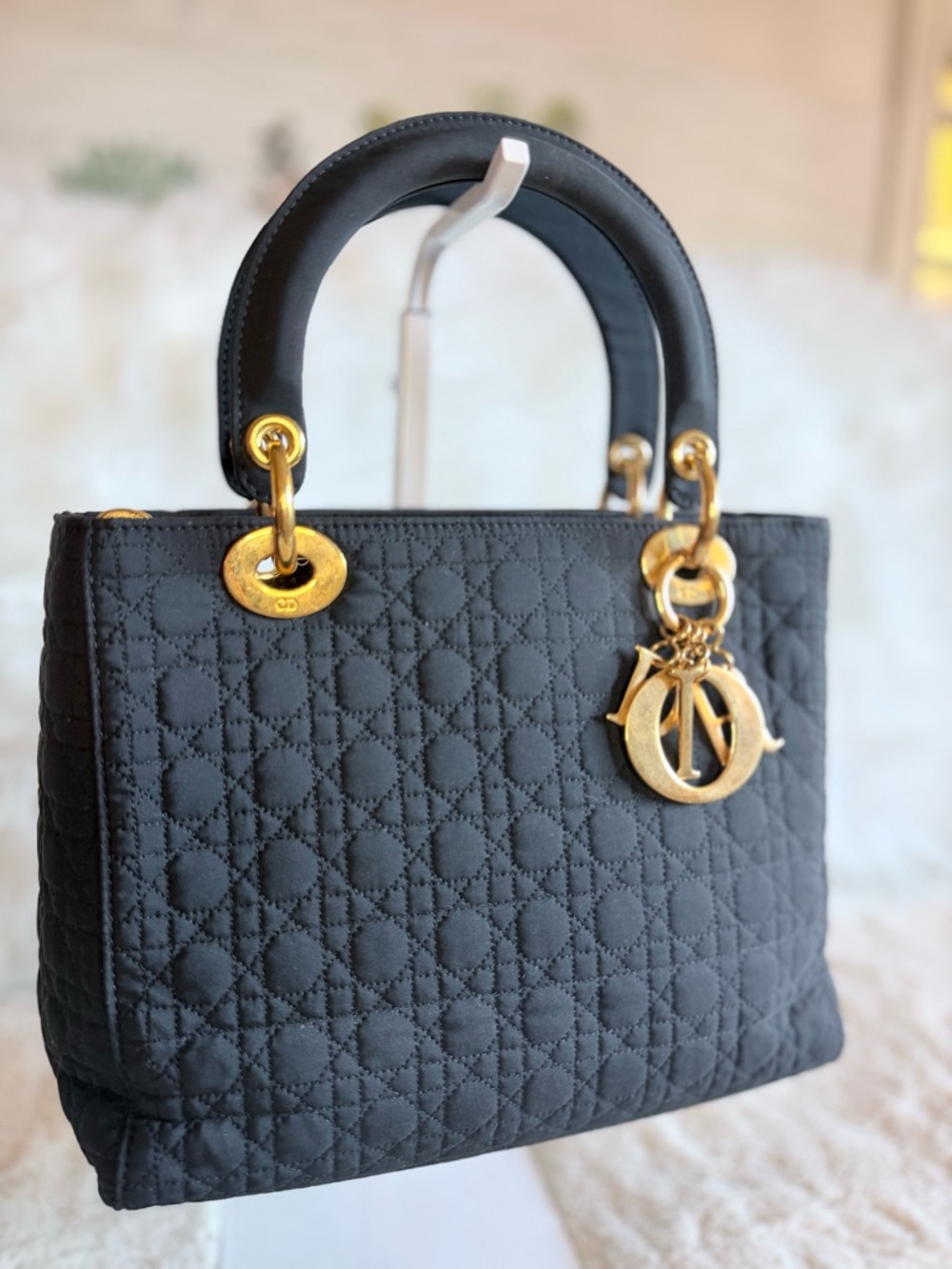 Dior Black Quilted Lady Dior Satchel with Gold Hardware Charms - Picture 2 of 14
